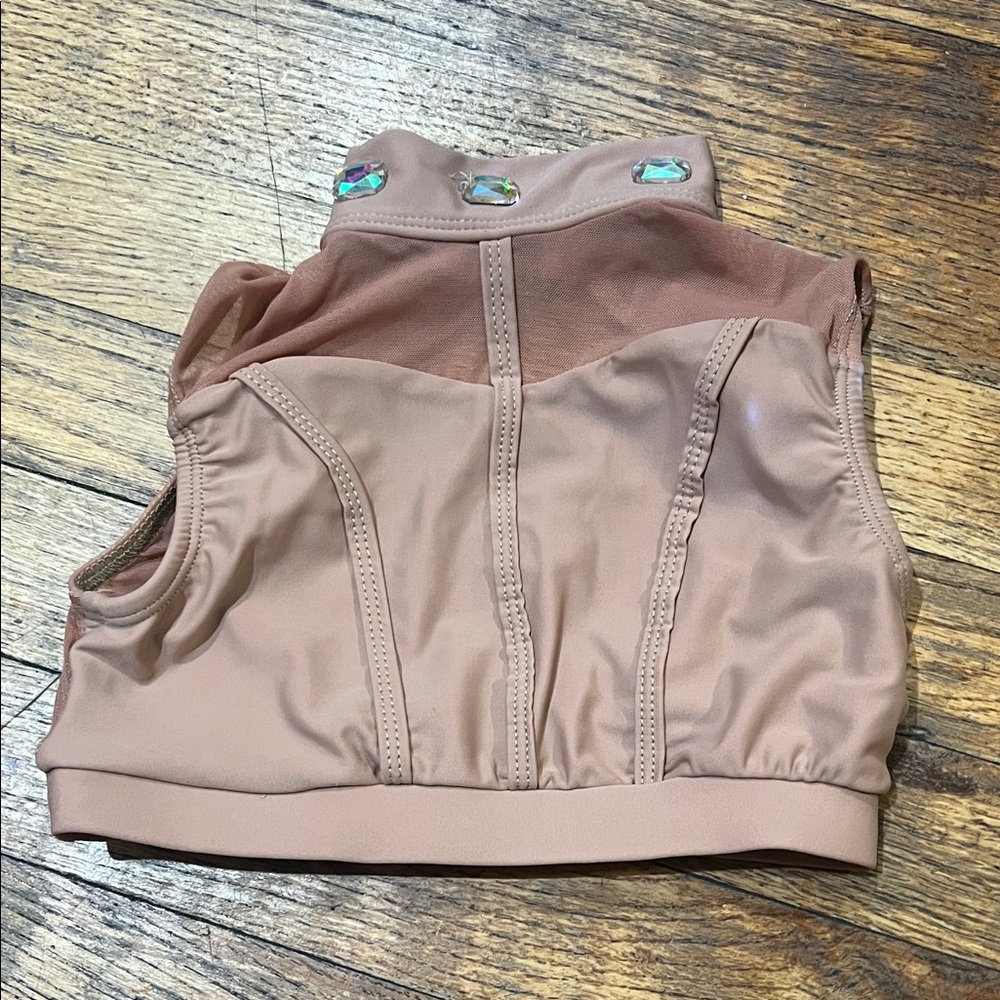 Beige Sleeveless Top with Gem Accents